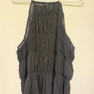 H&M Black Textured Sleeveless Blouse